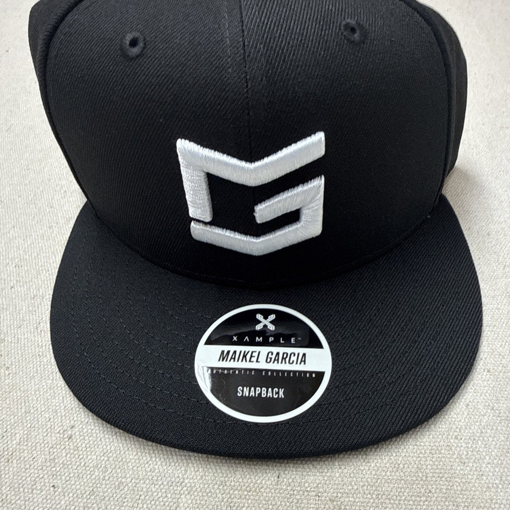 Xample Maikel Garcia Snapback Hat Black White Logo Flat Brim Adjustable New